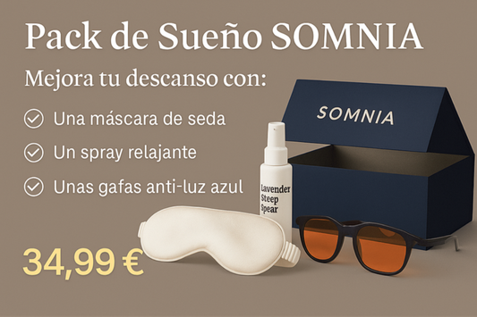 PACK RITUAL SOMNIA – Spray + Antifaz + Gafas Antiluz Azul (Edición Premium para tu descanso profundo)